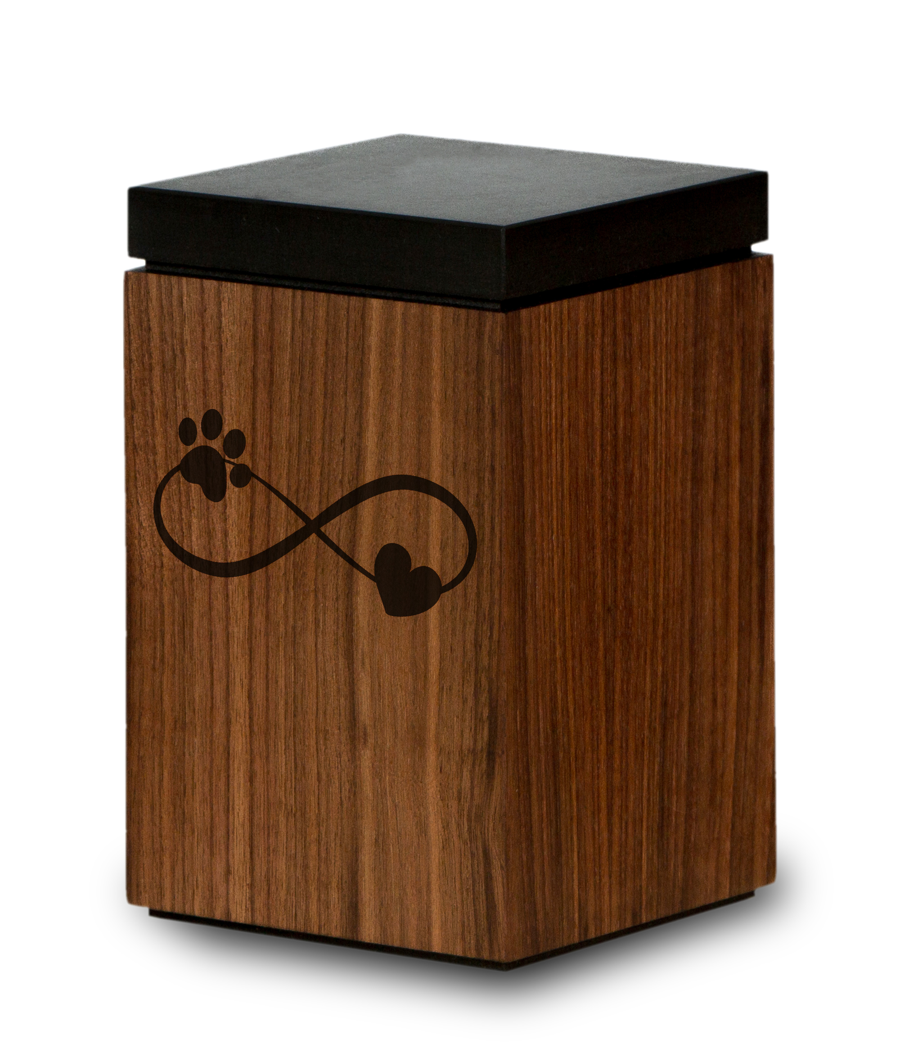 Tierurne aus Holz mit verschiedenen Motiven