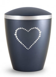 Tierurne aus Naturstoff mit Kristall-Herz in versch. Farben 1,0 Ltr.