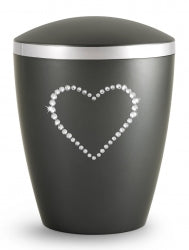 Tierurne aus Naturstoff mit Kristall-Herz in versch. Farben 1,0 Ltr.