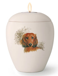 Tierurne mit versch. mittelgroßen Hunden mit Gedenklicht 1,5 Ltr.
