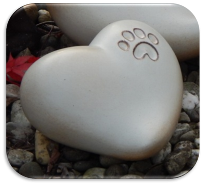 Tierurne aus Keramik in Herzform mit Pfote frostsicher