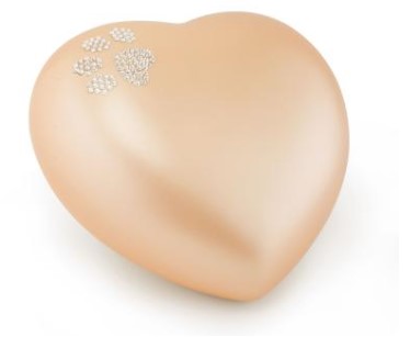 Tierurne Herzform mit Kristallpfote in Apricot
