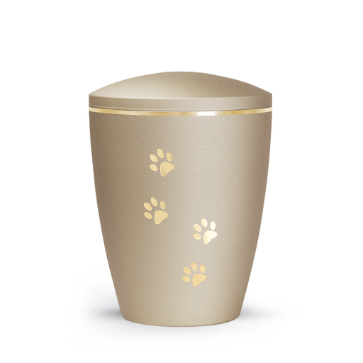 Tierurne Patas de oro mit goldenen Pfötchen in Champagner