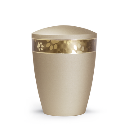 Tierurne Patas de oro gestreiftes Pfotenband Champagner