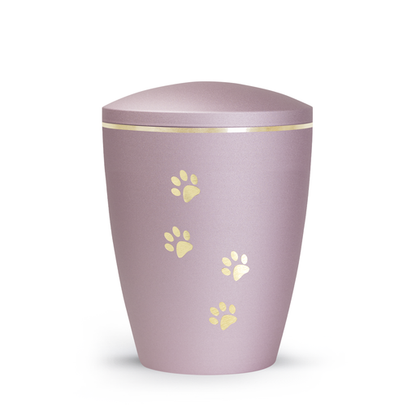 Tierurne Patas de oro mit goldenen Pfötchen in Rose