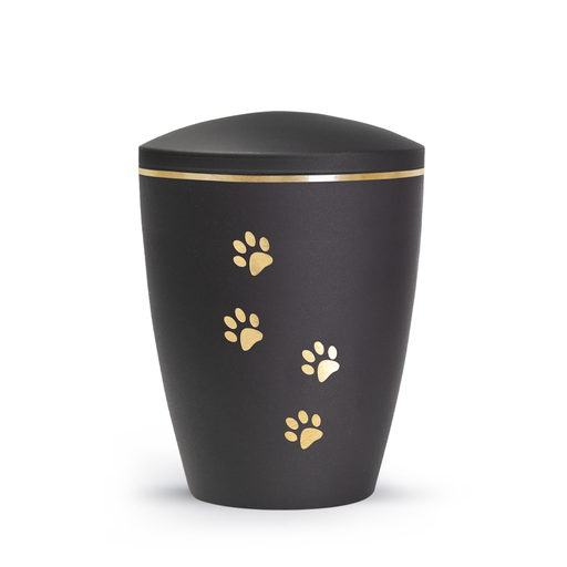 Tierurne Patas de oro mit goldenen Pfötchen in Schwarz