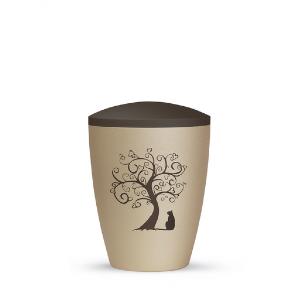 Tierurne Natura mit verschiedenen Motiven – 0,5 Liter / Katzenmotiv Katze unter Baum