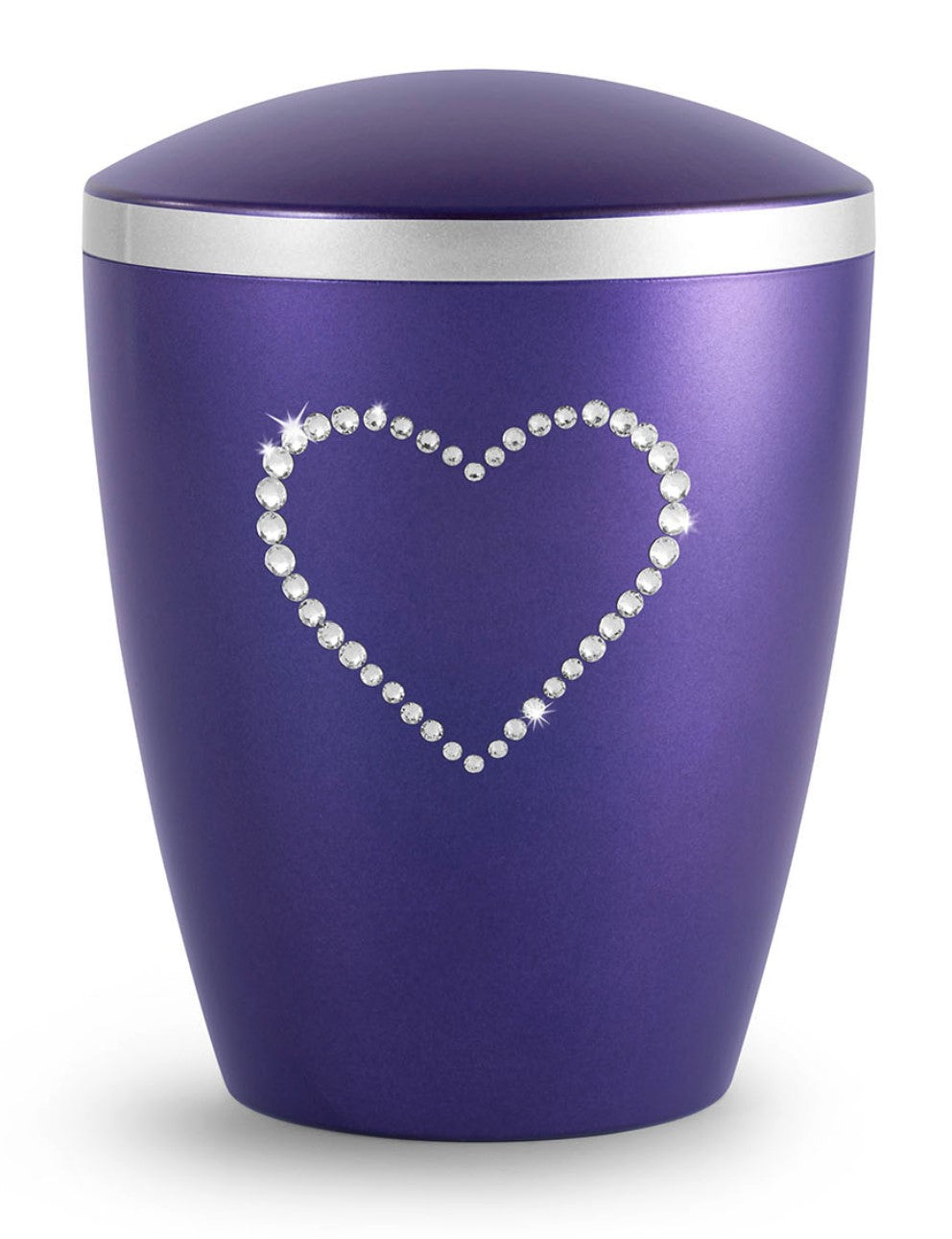 Tierurne aus Naturstoff mit Kristall-Herz in violett