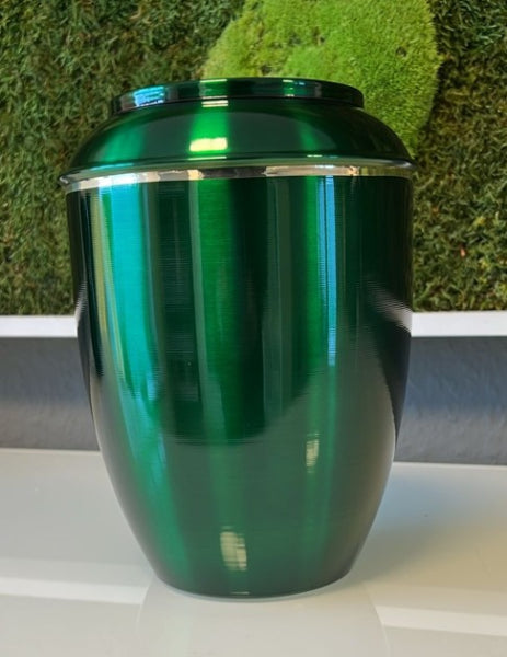Tierurne mit Goldband und Zierhaube – 2,0 Liter / grün