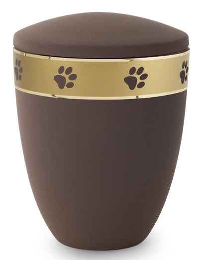 Tierurne "Patas de oro" umlaufendem Pfotenmotiv in braun