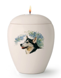 Tierurne mit versch. mittelgroßen Hunden mit Gedenklicht 1,5 Ltr.