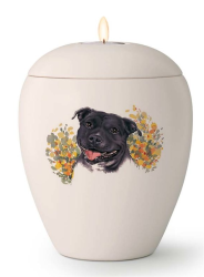 Tierurne mit versch. mittelgroßen Hunden mit Gedenklicht 1,5 Ltr.