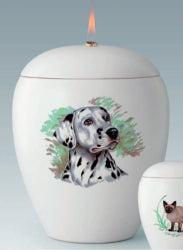 Tierurne mit versch. mittelgroßen Hunden mit Gedenklicht 1,5 Ltr.