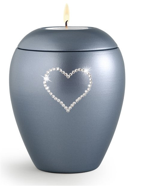 Tierurne Edition Crystal mit Kristallherz und Gedenklicht in 0,5 & 1,5 Ltr.