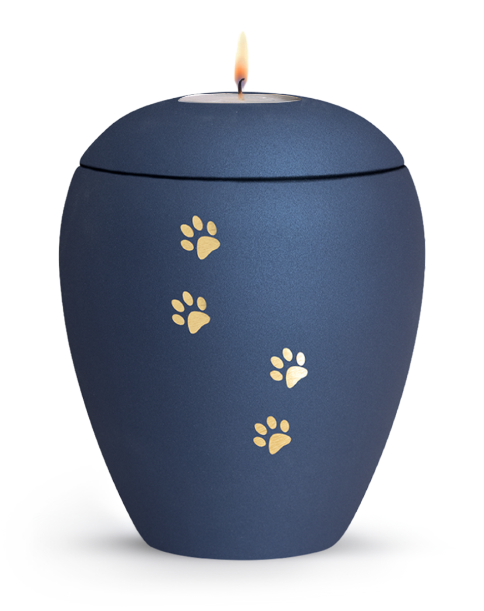 Tierurne Verona mit Pfötchen und Gedenklicht in Navy