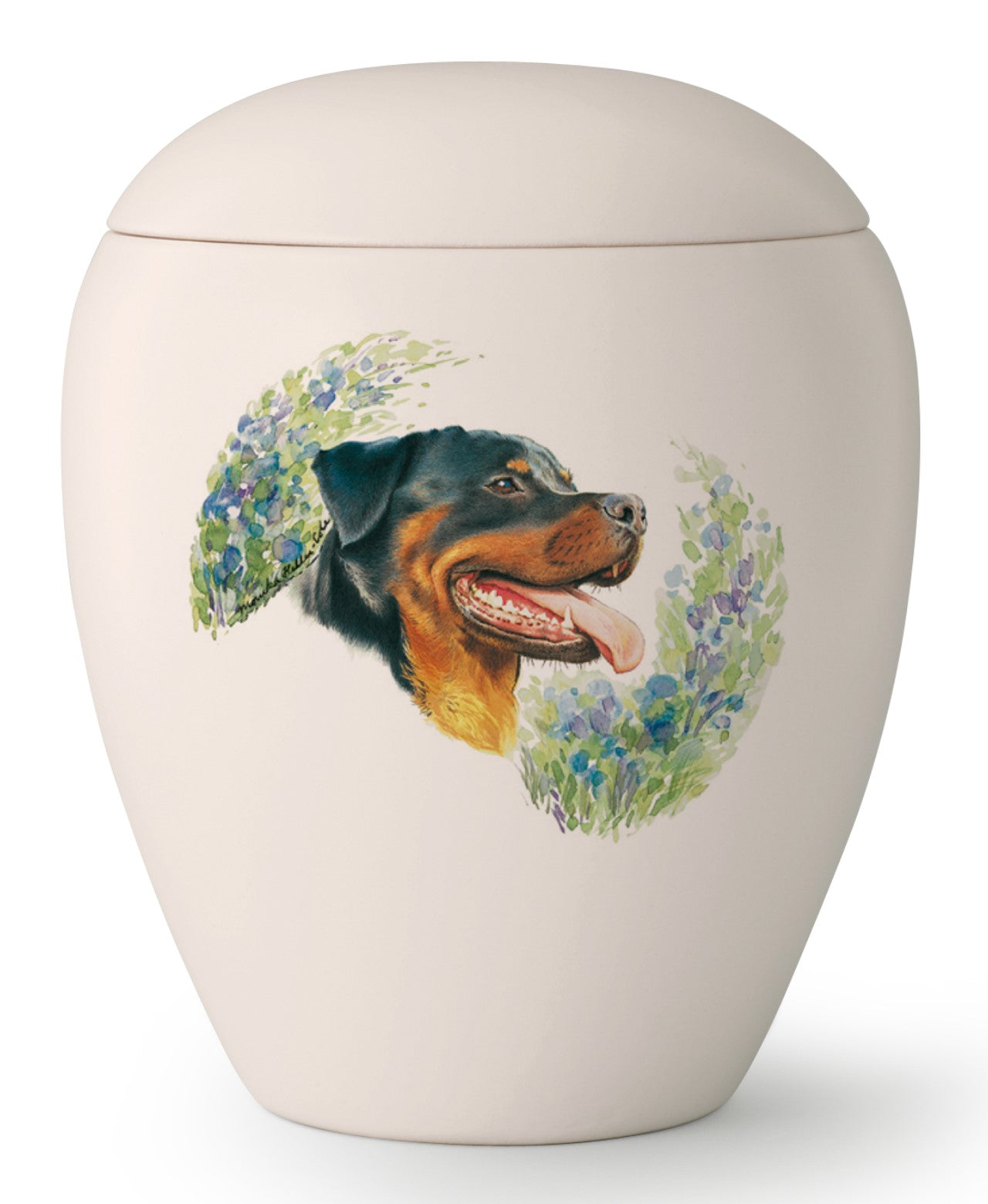 Tierurne mit Rottweiler