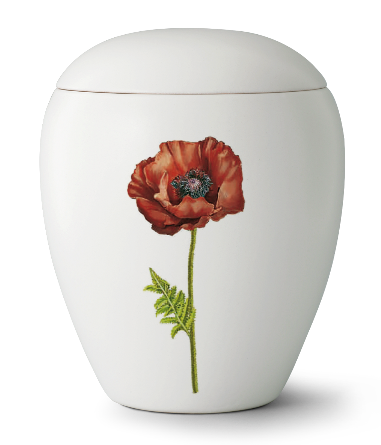 Tierurne aus Keramik mit Mohnblume