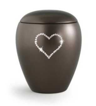 Tierurne Crystal mit Herz aus Kristalle in chocolat