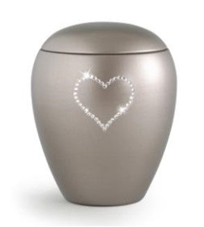 Tierurne Crystal mit Herz aus Kristallen in fumé