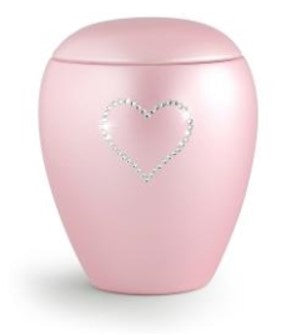 Tierurne Crystal mit Herz aus Kristallen in rosé