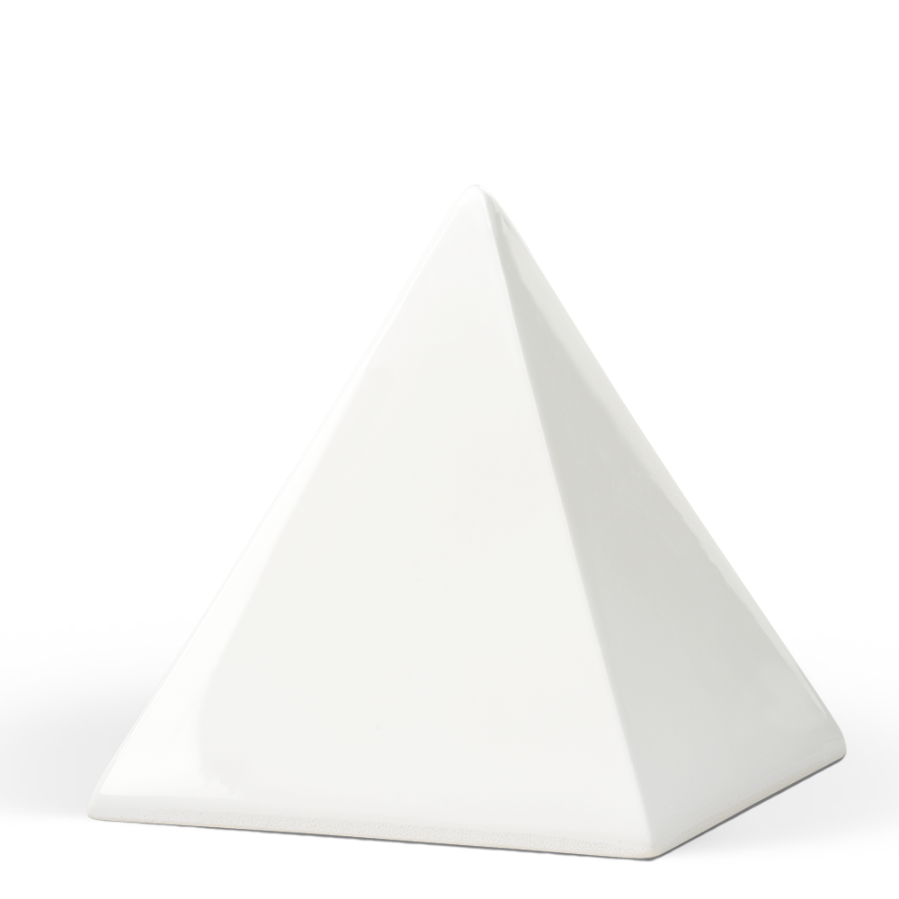 Tierurne in Pyramidenform glasiert in weiß