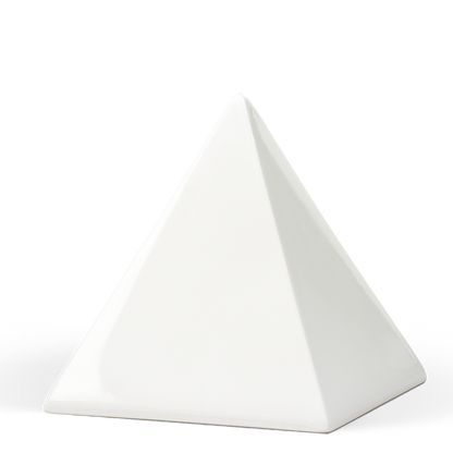 Tierurne in Pyramidenform glasiert in weiß