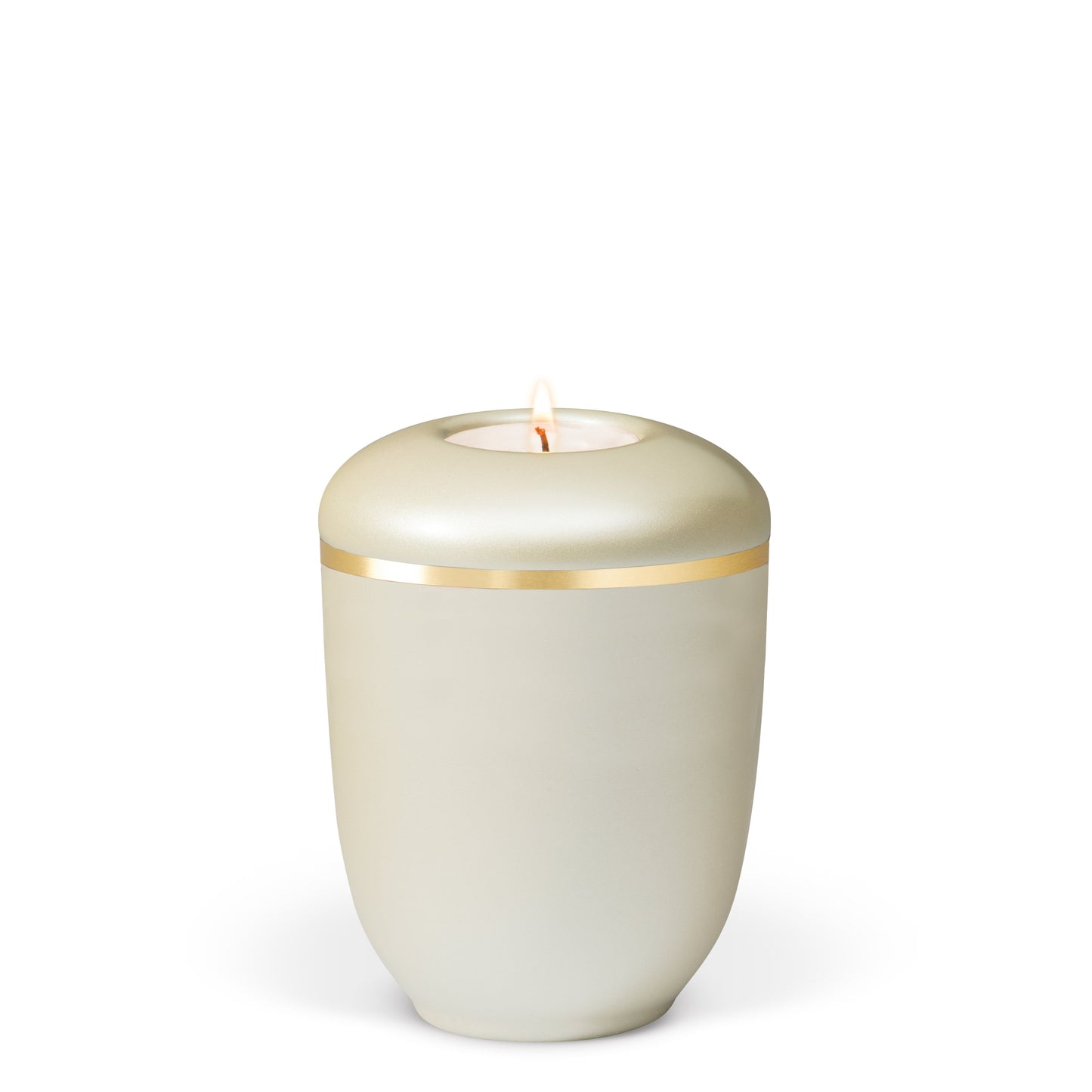 Tierurne aus Keramik mit Golstreifen in Creme
