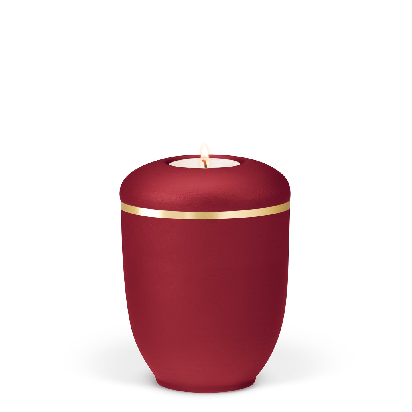 Tierurne aus Keramik mit Golstreifen in Weinrot