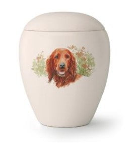 Tierurne mit Abbild eines Setters