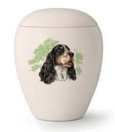 Tierurne mit Abbild eines Springer Spaniels