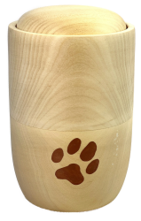 Tierurne aus massivem Lindenholz mit Pfote 0,5 Ltr. – braun