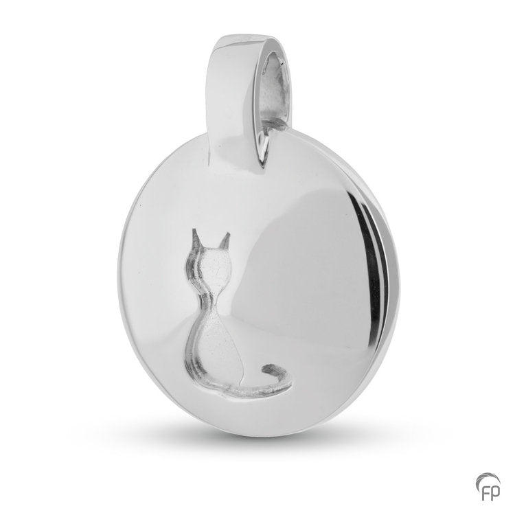 Ascheschmuck Amulett mit Katzenabbildung in Sterlingsilber