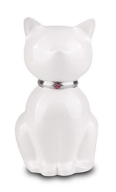 Tierurne in Katzenform mit Swarovskistein Anthrazit