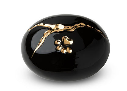 Tierurne Kintsugi in Schwarz