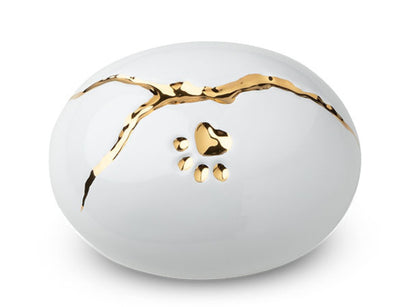 Tierurne Kintsugi in Weiß