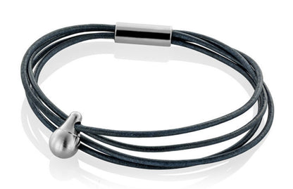 Ascheschmuck Lederarmband Barrel geflochtenes schwarzes Leder