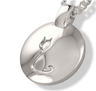 Ascheschmuck Amulett mit Katzenabbildung in Sterlingsilber