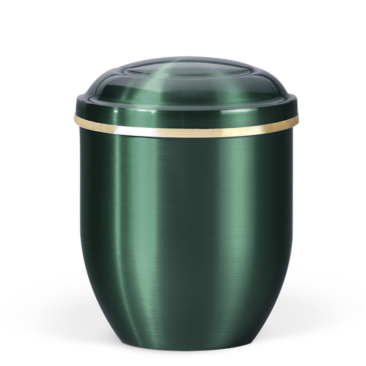 Tierurne grüne Kupferurne mit Goldband