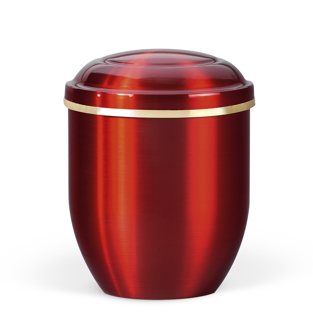 Tierurne rote Kupferurne mit Goldband