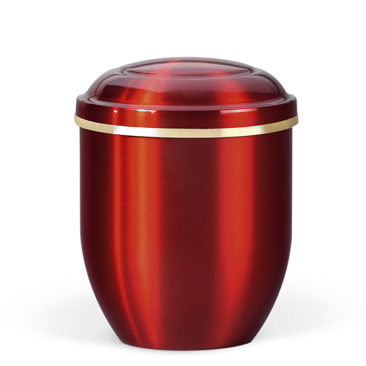 Tierurne rote Kupferurne mit Goldband