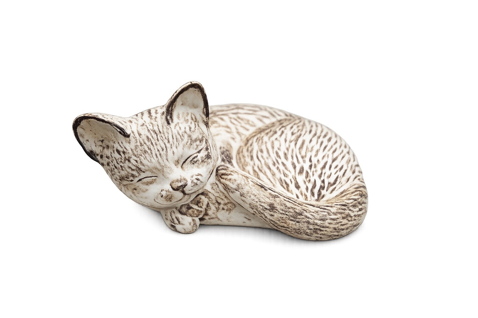 Tierurne "Liegende Katze" in creme