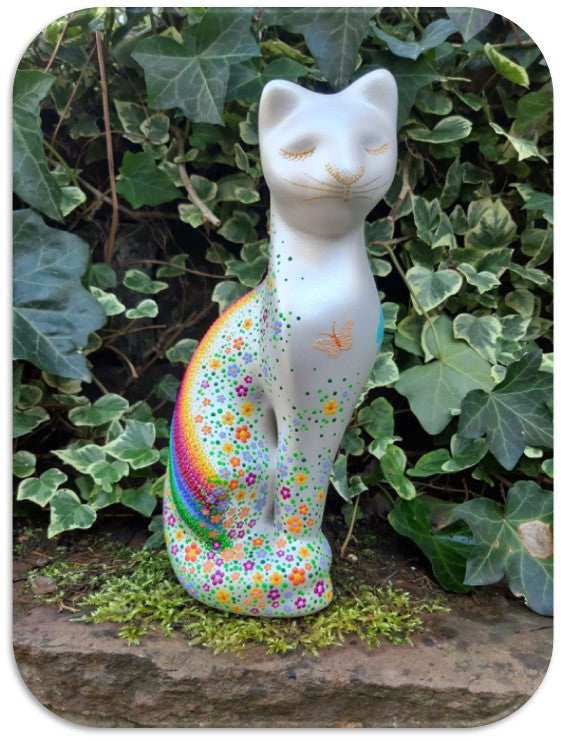 Tierurne Regenbogenkatze von vorne