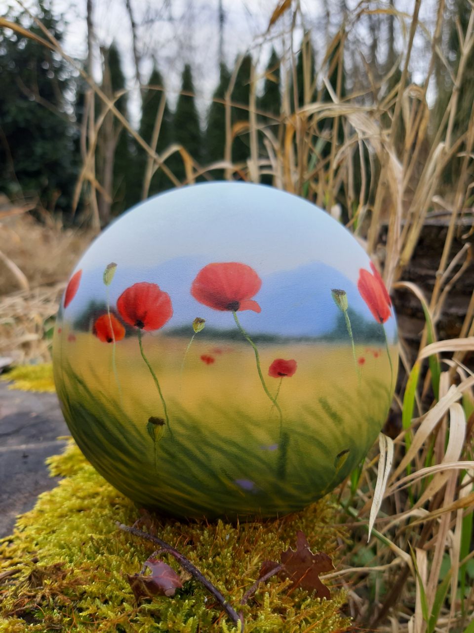 Tierurne Kugel mit Mohnlandschaft 0,5 Ltr.