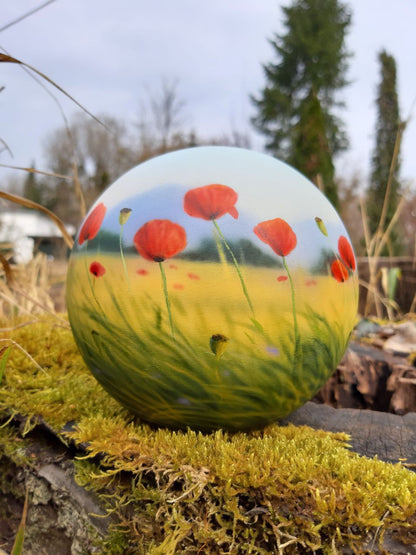 Tierurne Kugel mit Mohnlandschaft 0,5 Ltr.
