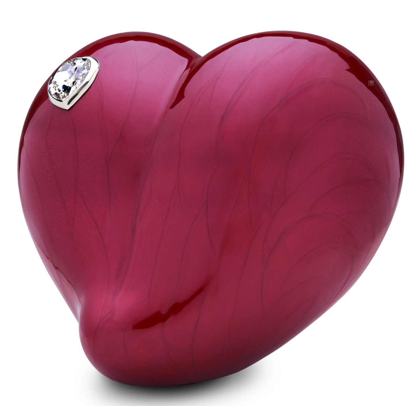 Tierurne in Herzform mit Swarovskistein in rot