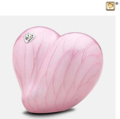 Tierurne in Herzform mit Swarovskistein in rosa