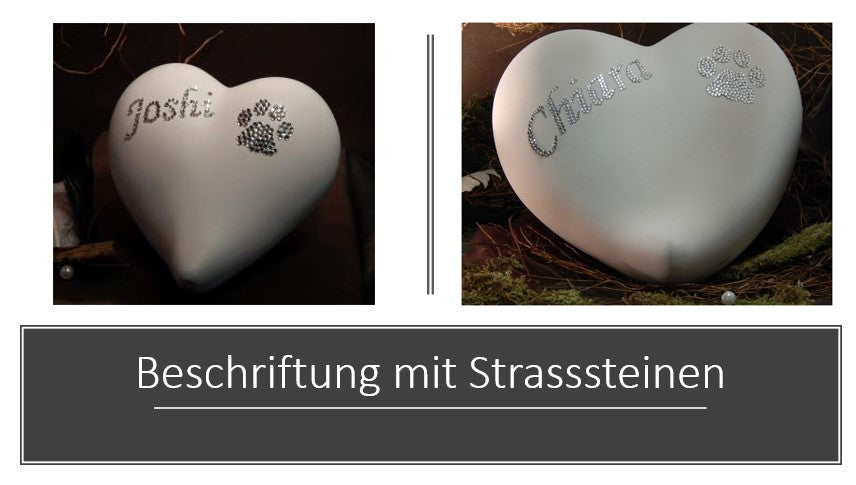 Beschriftung mit Strasssteinen für Urnen