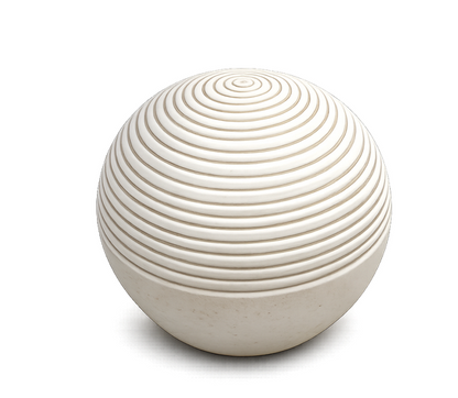 Tierurne aus Keramik Kugel mit Lebensspirale in creme