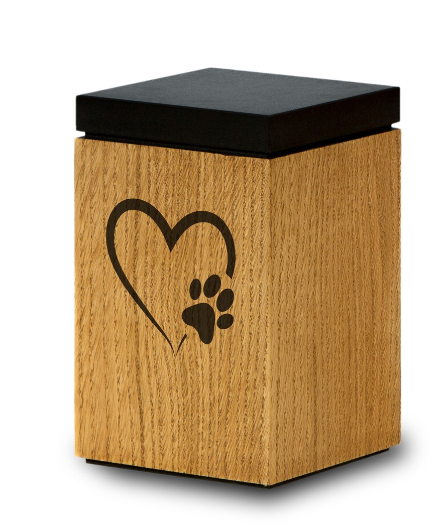 Tierurne aus Holz mit verschiedenen Motiven