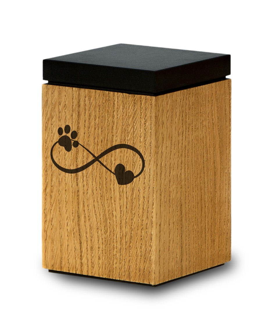 Tierurne aus Holz mit verschiedenen Motiven